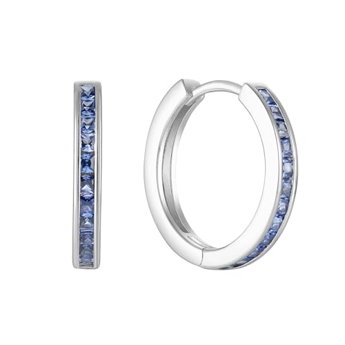 Starchenie Huggie Hoop Earrings for Women 925 Sterling Silver Princess Cut Created Tanzanite December Birthstones Jewelry