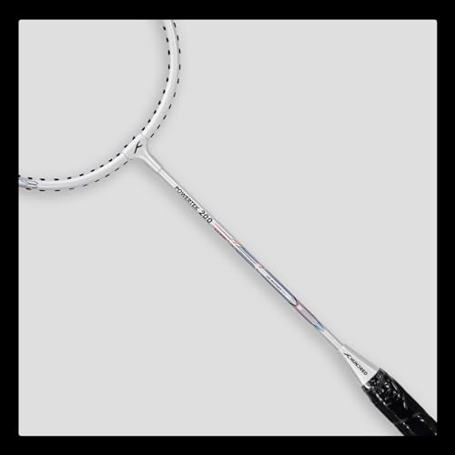 HUNDRED Aluminium Powertek 200 Badminton Racket with Full Cover (95G, White)