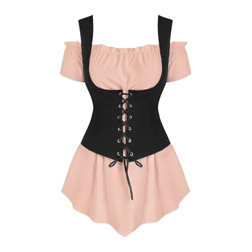 Gilet lacets et chemisier gothique asymétrique pour tenue élégante premium