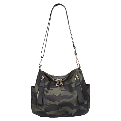 PAKFIEKS Women Nylon Crossbody Bag Hobo Tote Bag Large Capacity Anti-theft Lightweight Travel Shoulder Bag (Camo)