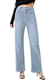Metietila Womens Wide Leg Jeans Mid Rise Baggy Casual Denim Pants Blue Medium