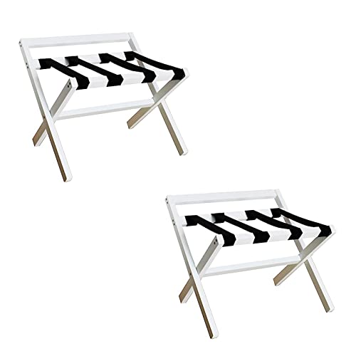 Porte Valise Pliant - Support de Rangement pour Sac de Voyage en Bois, Porte-Bagages Pliable en Avec Sangles en Nylon, Hôtel Support Valise Chambre, pour Hôtel Chambre D'amis Placard ( Color : White ,