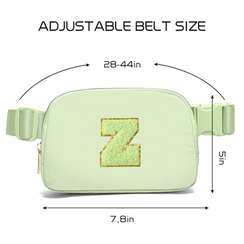 Image of Gitus Gifts for 8 9 10 11 12 Year Old Girls Belt Bag Fanny Pack Crossbody Bags with Initial Letter Patch Cute Stuff Birthday Gifts for Teen Girls Women Personalized Trend Stuff (Light Green-Z)