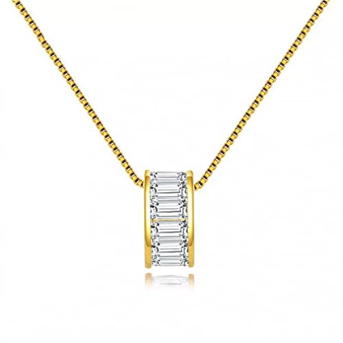 Collier Solide 925 Anti-Ternissement Zirconia Pendentif Coulissant