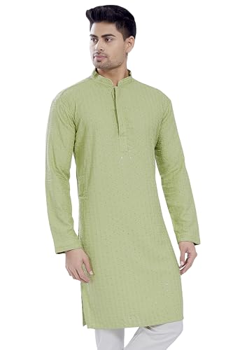 Image of DIVISIVE Men's Sequince Embroidered Cotton Blend Only Slim Fit Kurta