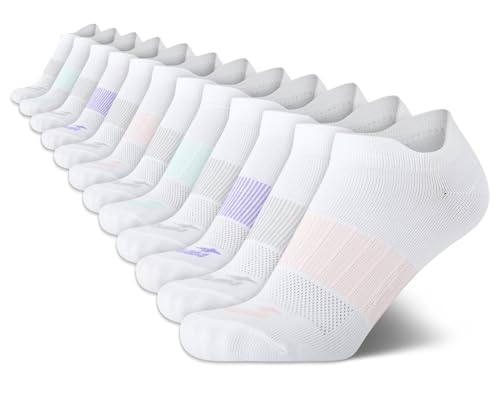 Avia Women No-Show Running Low Cut Socks (12 Pack) Size 4-9 All Pure White