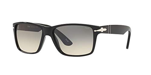 Persol PO3048S Polarized Rectangular Sunglasses, Black/Clear Gradient Grey, 58 mm - Thumbnail 4