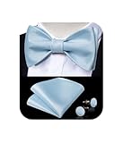 DiBanGu Light Blue Bow Ties for Men Self Tie Bow Tie and Pocket Square Set Sky Blue Baby Blue Formal Tuxedo Bow Tie