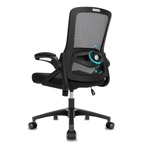 Durrafy Office Chair Ergonomic Desk Chair, With Adjustable Armrests and Lumbar Support, Height Adjustable, Mesh Computer Chair for Home/Office, Black