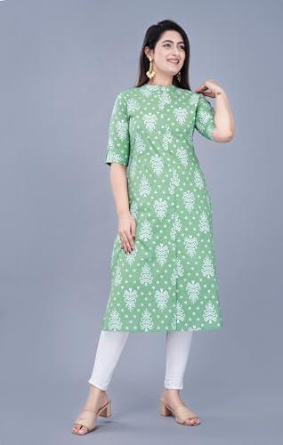 Image of Women Printed Collar Neck Half Sleeve Regular Fit Formal Kurti for Women's