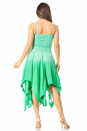 Image of Sakkas Ella Smocked Bodice Spaghetti Strap Double Layered Dress