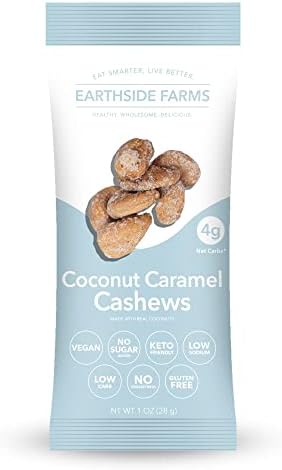 Earthside Farms, Coconut Caramel Cashews Trail Mix, Candied Nuts Snack Packs - Trail Mix Individual Packs - Keto Friendly Snack Mix Variety, Healthy Snacks for Adults, 1 oz Bags (6 Individual Servings)