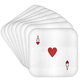 3dRose Ace of Hearts playing card - Red Heart suit - Gifts for cards game players of poker bridge games - Soft Coasters, set of 8