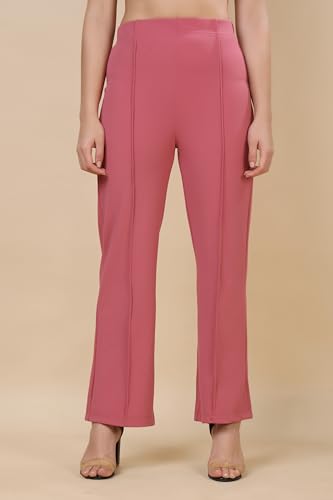 Image of Women's Polycotton Comfort Fit Straight Trousers - Lightweight, Flexible & Skin-Friendly Pants for Work, Travel & Casual Style