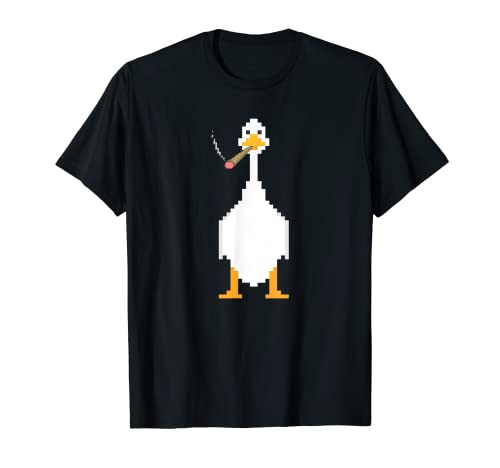 Homem camisa NFT digital Pixel Art de 8 bits, Stoner Goose Smoking Weed t-shirt, Preto