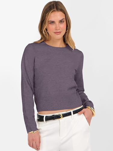 Image of ANRABESS Women's Long Sleeve Sweaters Cropped Crew Neck | Business Casual Tops,Light Weight Comfy Knit,Pullover ShortSweater,Basic Classic,Fall Fashion Winter Layer Clothes