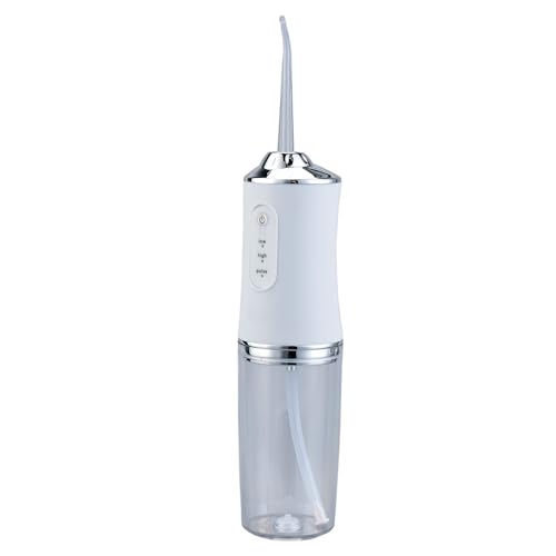 JOCCA – Irrigador Dental Portátil Recargable Negro | 3 Modos de Limpieza | 4 Cabezales Intercambiables | Depósito 180 ml | Resistente al Agua IPX7 (Blanco)