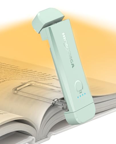 HIONXMGA Leselampe Buch Klemme, Augenschonende Leselampe Buch,3 Farben & Stufenlosem Dimmen, Wiederaufladbar Leselicht, Perfektes für Buchliebhaber, Kinder,Minze