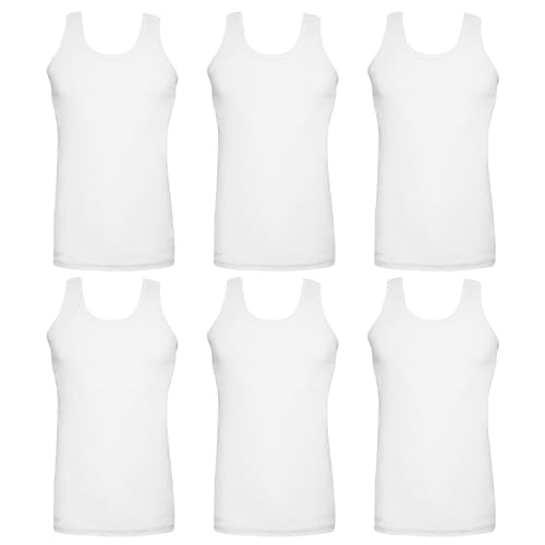 Undercover 6 Pack Mens 100% Cotton Jersey Vests White Large