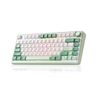 LEOBOG x Aula F75 Gaming Keyboard, 75% Wireless Keyboards RGB Backlit with Knob, Tri-Mode Hot Swappable Mechanical Keyboard for PC Gamer - Green