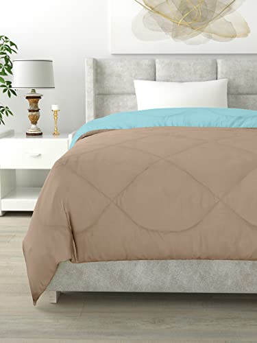 Image of Clasiko Reversible Single Bed Comforter; 60x90 Inches; 200GSM; Material - Cotton; Reversible; Color - Aqua Blue & Taupe; Pack of 1;