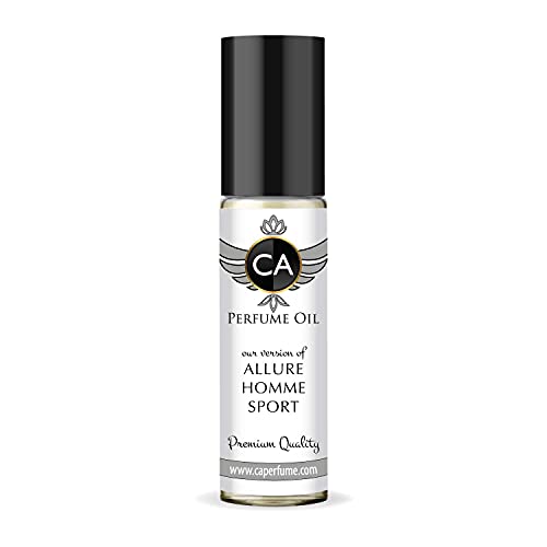 CA Perfume Impression of Allure Homme Sport For Men Fragrance Body Oils Alcohol-Free Essential Aromatherapy Sample Travel Size Concentrated Hypoallergenic Vegan Attar Roll-On 0.3 Fl Oz/10 ml