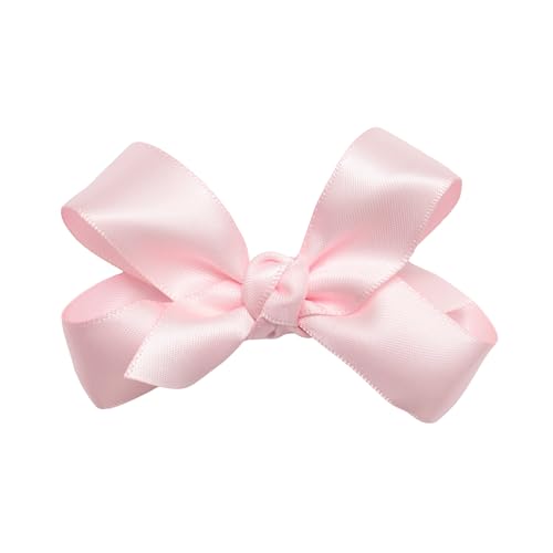 HAIRBOWS Girls' Satin Hair Bows with a Knot Wrap Center on a Clip, All Ages and Hair Types, 3 Inch, Light Pink