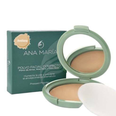 Ana Maria Maquillaje Cosmeticos  Polvo Facial Compacto Arroz Aloe Vera FPS 20 UVA  Polvo prensado de maquillaje SPF 20 0.5oz-14gr (Avellana