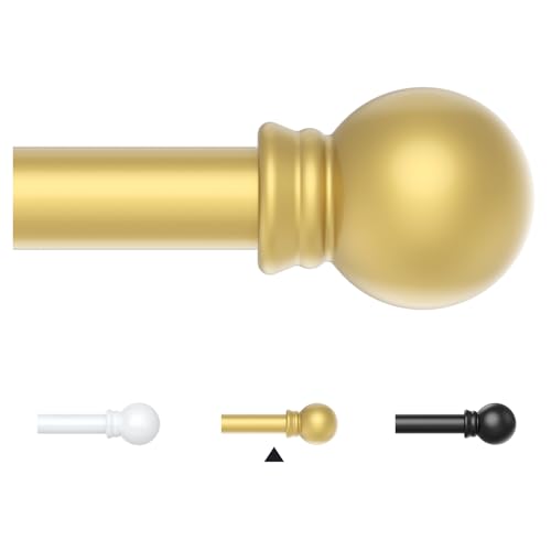 Thestoa Gold Curtain Rods for Windows 48 to 84-92 Inch Stainless Steel Long Curtain Rods for Bedroom Living Room Kitchen Farmhouse Outdoor