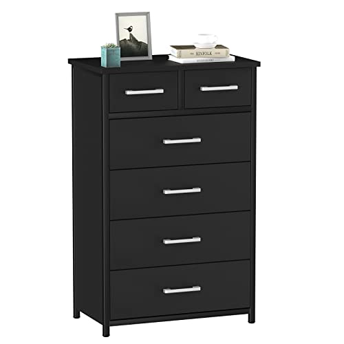 Ikeno 6 Drawer Tall Dresser With Sturdy Metal Frame, Industrial Drawer Chest For Bedroom, Clothes Storage Cabinet #TOP7