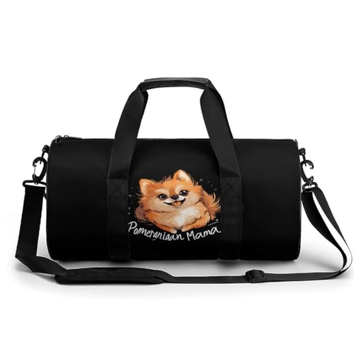 Pomeranian Mama Sports Gym Bag Travel Duffel Workout Bag with Adjustable Strap
