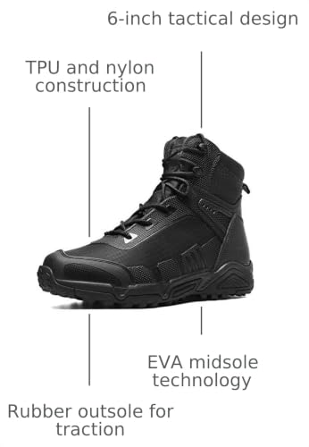 Image of Men's Military Tactical Boots - Lightweight and Durable Work Boots for Outdoor, Combat, Jungle, Hiking, Backpacking