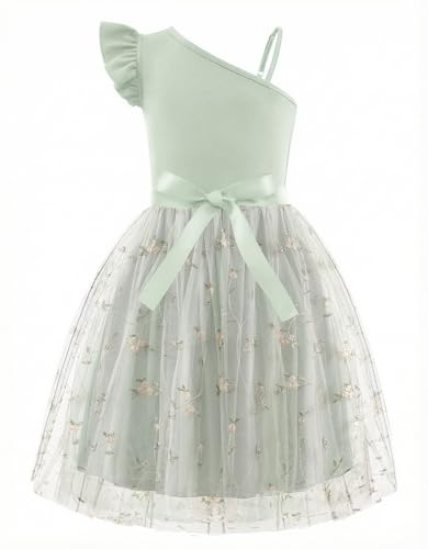 Arshiner Girls Fancy Dress Summer Fairy Tulle Wedding Guest Easter Dresses Green Floral