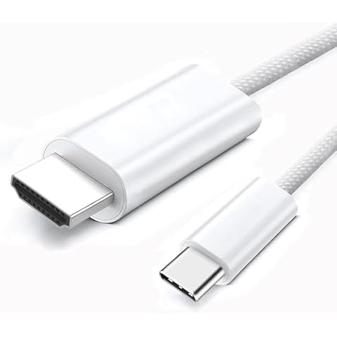 sartyee USB C to HDMI 4K Cable 6FT, USB-C to HDTV Adapter Cord 1080P High-Speed Thunderbolt 4/3, Compatible with iPhone 15/ Pro, Pad, MacBook/Pro, Galaxy S8-S23 Cover