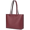 MEEGIRL Ladies Tote Bags Simple PU Leather Handbags Work School Shopping Bags for Women with Zip and Inner Pocket (Wine Red) #5