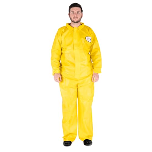 CHEMSPLASH All-purpose Disposable Chemical Splash Protective Suit for Hazmat, One Size Fits Most, Yellow