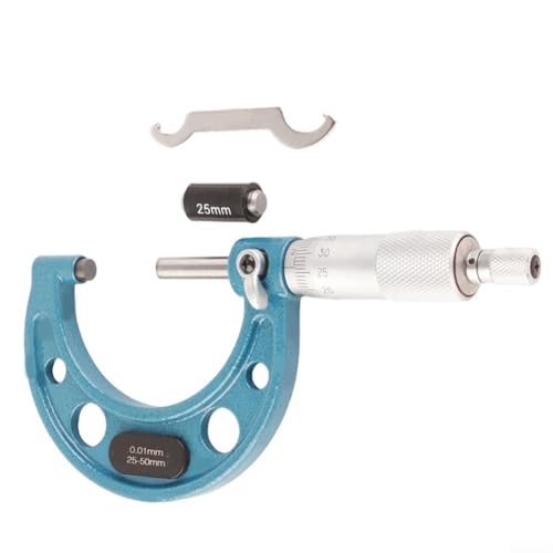 Outside Micrometer Stainless Steel High Accuracy Thickness Measuring Tool, 0-75mm Outer Diameter Micrometer High-Precision Thread Scale Micrometer(25-50mm)