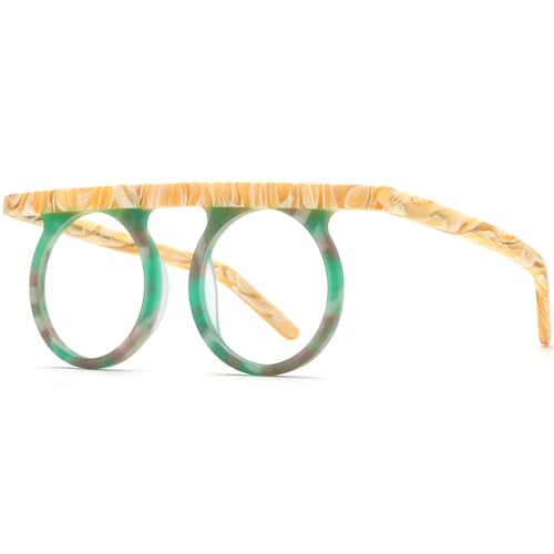 Image of HEPIDEM Multicolor Acetate Glasses Frame Women,Round Vintage Retro Optical Eyeglasses 9339