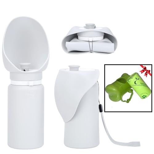 Dog Water Bottle, Silicon Dog Water Bottle, Travel Bottle for Pets, Foldabl, Portable Walking Dog Water Bottle Dispenser Feeder Bowl. Small Pocket-Size Dog Bottle, BPA-Free Food-Grade Silicone, 550ml