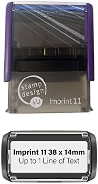Imprint 11 38 x 14mm - 1 Line Custom Stamp with Black Ink Personalised Self-Inking Business Address Rubber Stamp Design 4U