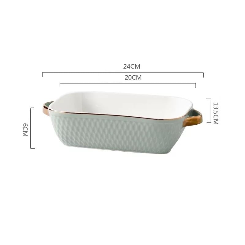 Fuente De Horno Bandeja for hornear con bordes dorados for rectangular(Blue)