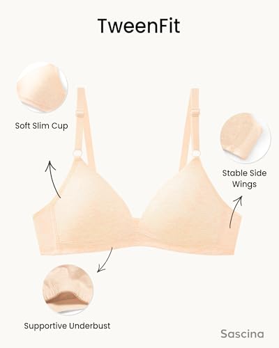 Girls Training Bra Cotton Sports Bra for Teen Girl 10-16 Adjustable Straps Cute Bras Soft Padded Supportive Wireless4