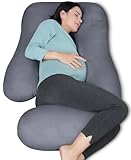 MOON PARK Pregnancy Pillows for Sleeping - U Shaped Full Body Maternity Pillow with Removable Cover - Support for Back, Legs, Belly, Hips - 57 Inch Pregnancy Pillow for Women - Dark Grey