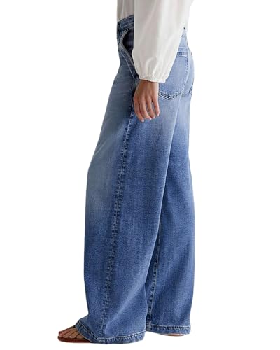 Women's High Waisted Baggy Jeans Embroidery Stretchy Wide Leg Casual Denim Sweatpant2