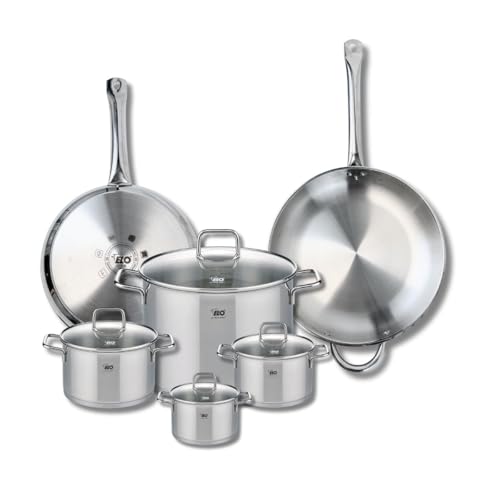 ELO 9510350 Elo Profi - Juego de 2 sartenes de cocina (28 y 32 cm, 4 ollas 12, 14, 16 y 26 cm, acero inoxidable, inducción)