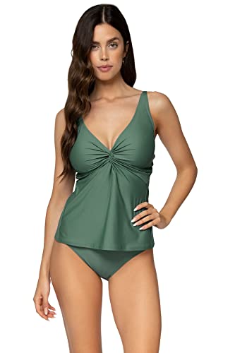 Sunsets Forever Tankini Top, Moss, 34E/32F/30G