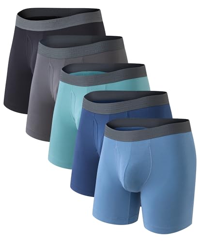 COLORFULLEAF Men's Underwear Soft Comfort Breathable Moisture Wicking Boxer Briefs for Men Packs 3D Pouch Open Fly