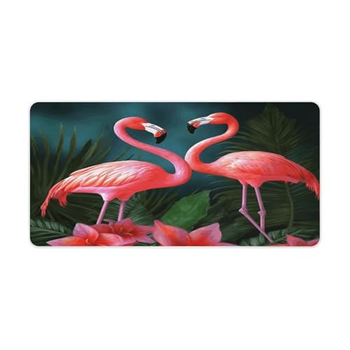 Alfombrilla de escritorio Flamingo Flowers grande antideslizante