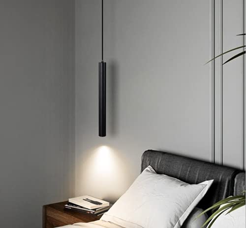 LED black Hanging lamp Bedside table bedroom Pendant lamp Warm light 3000K Minimalist Hanging lamp Height adjustable Nordic Modern chandelier Kitchens Studio Loft Dining table lamp,40CM