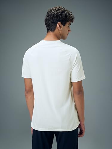 Image of TECHNOSPORT Men's Typography Printed T-Shirt COTFLEX Quick Dry Slim Fit Round Neck Sports Tee for Gym Running Casual Wear UPF50+ Anti Odour